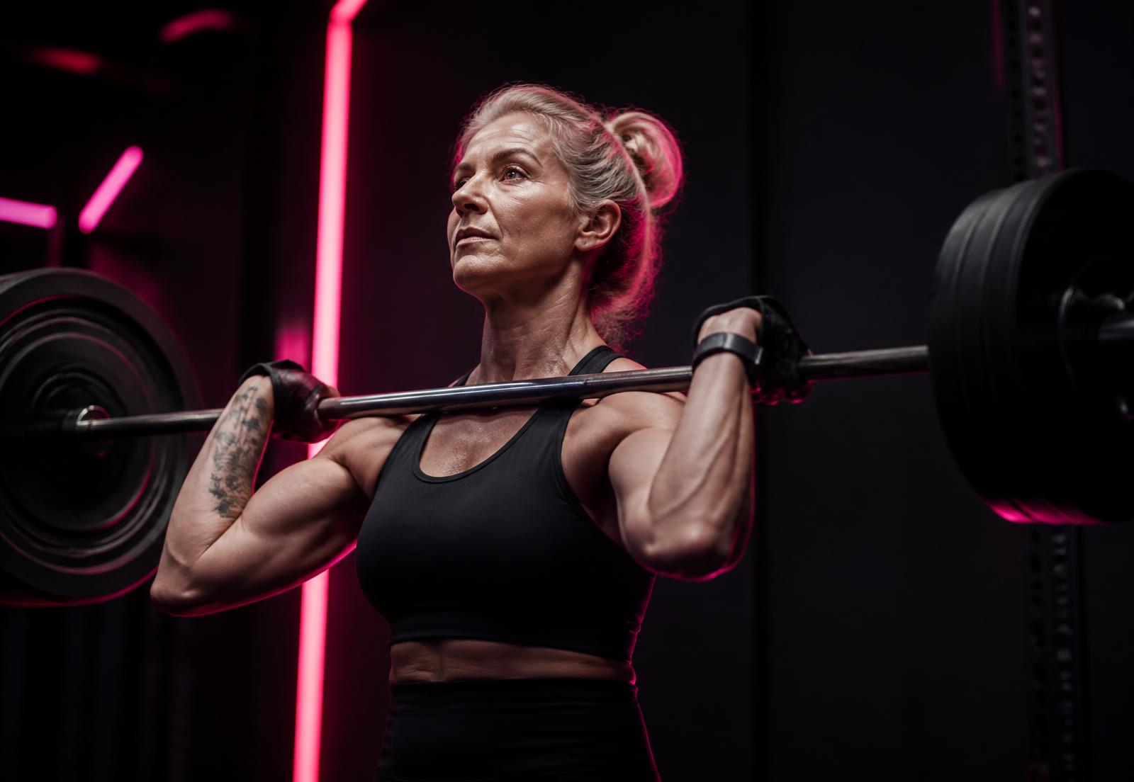 Mujer entrenando fuerza en un gimnasio
